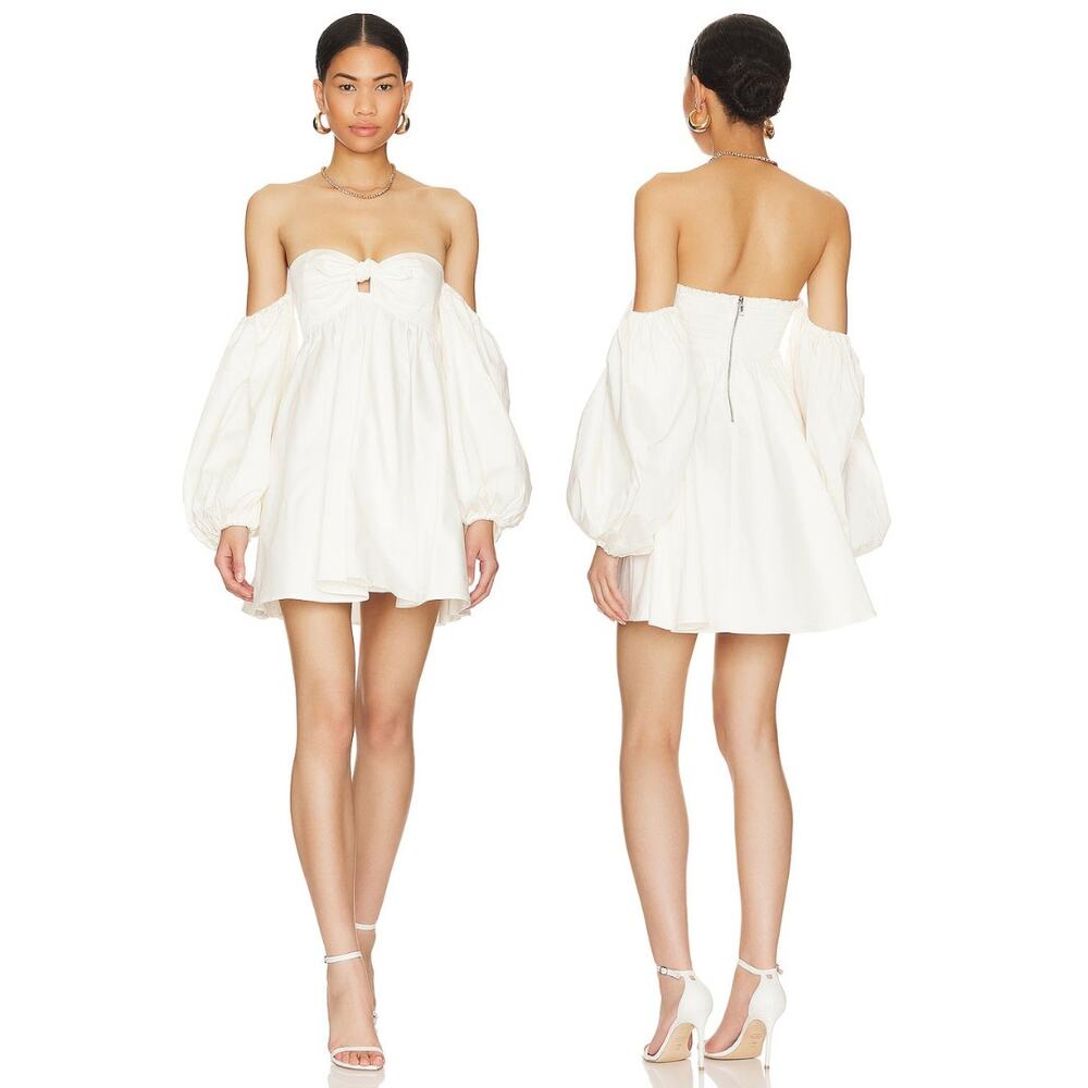 For Love & Lemons Bridal Saint Lucia Mini Dress Off Shoulder Wedding Shower S